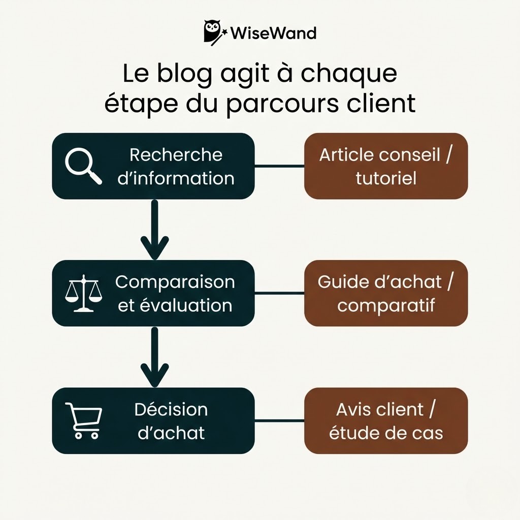Le blog agit à chaque étape du parcours client d'un e-commerce