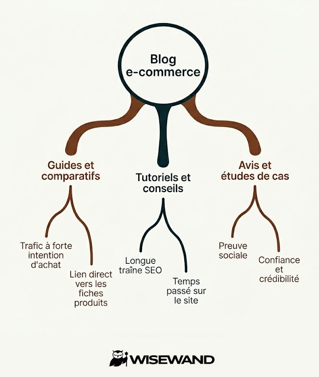 Infographie des types de contenus blog efficaces pour le e-commerce