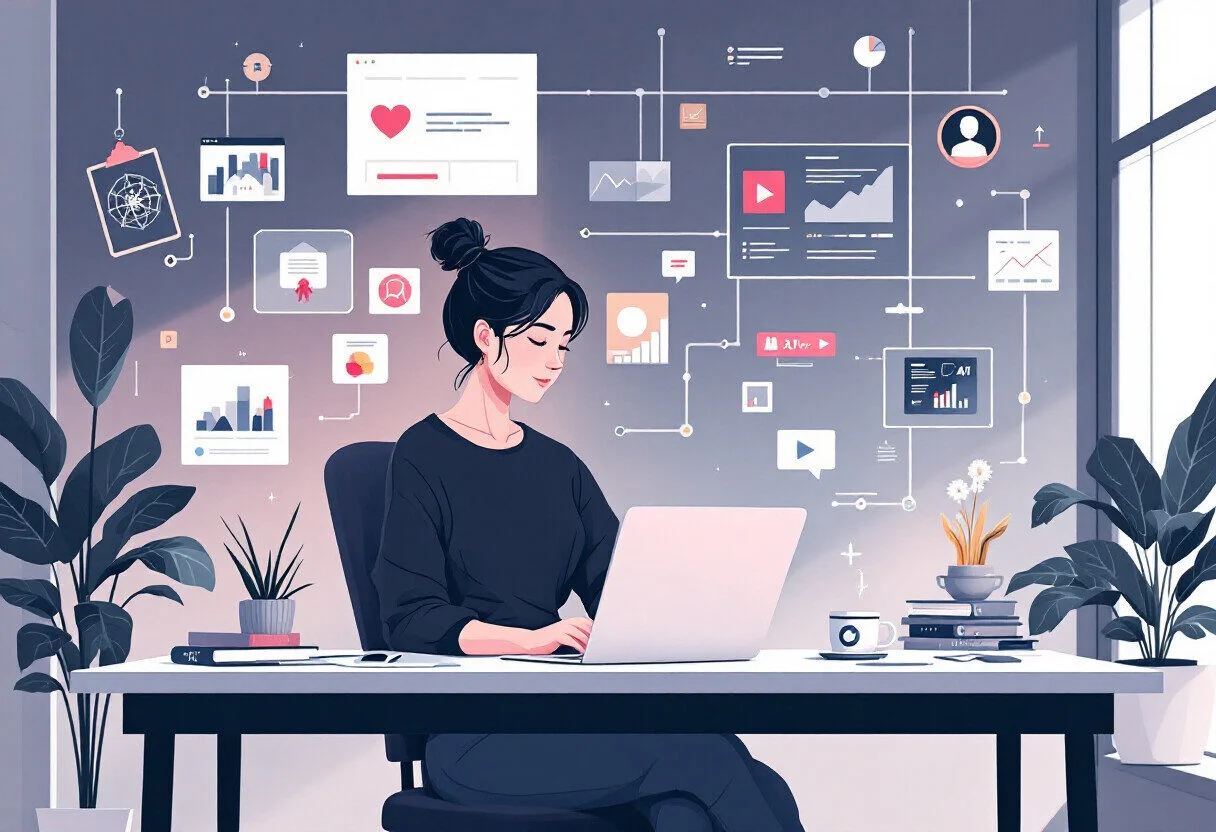 L'illustration d'une éditrice web qui a réussi à automatiser son blog