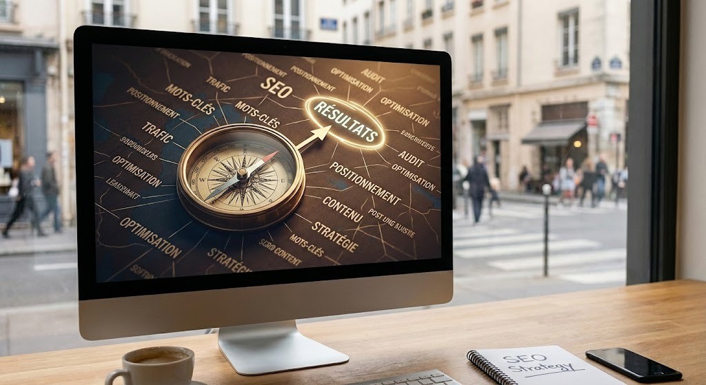Une boussole qui indique l'objectif du choix du mot-clé